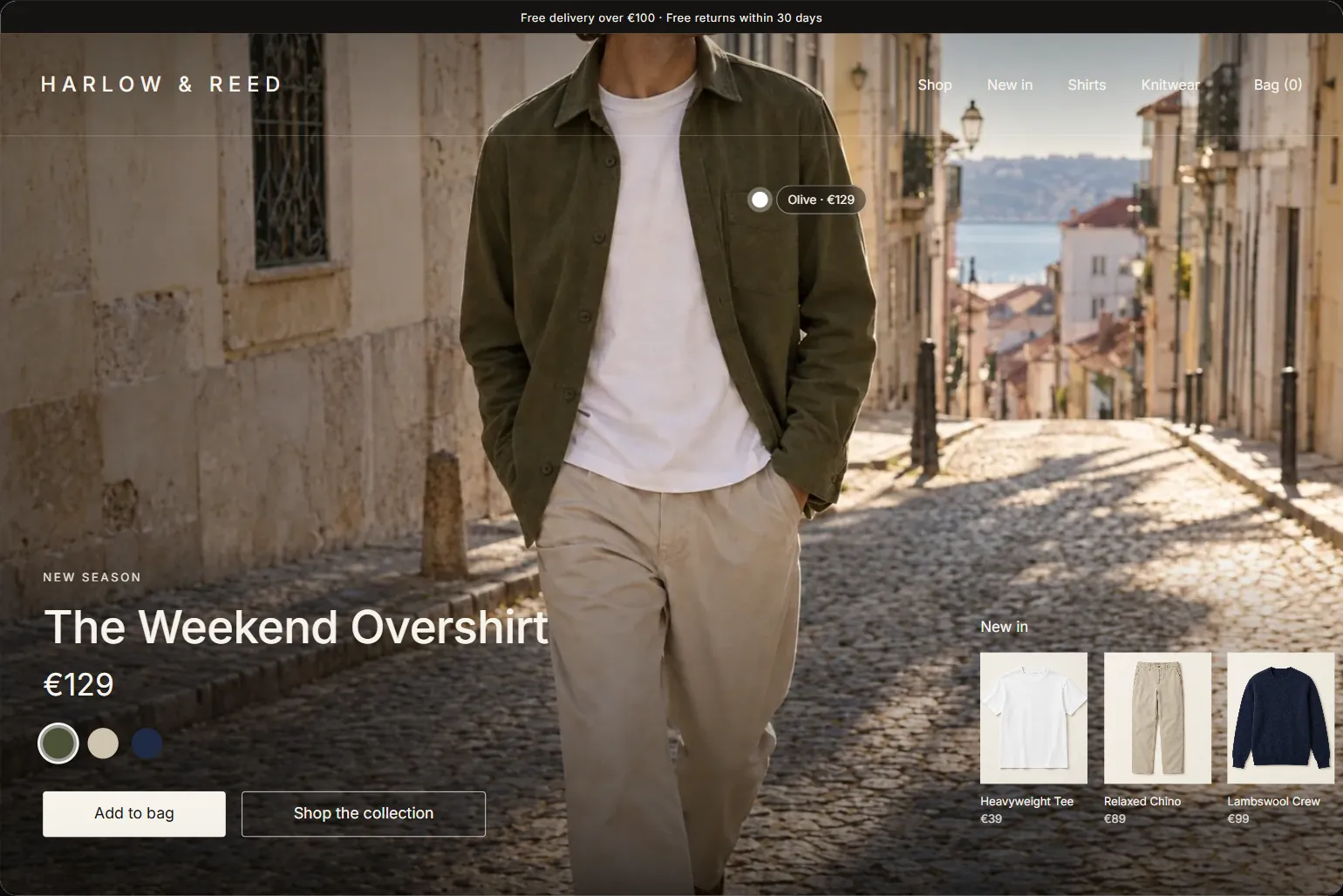 Harlow & Reed, Online shop, a concept by Elypt