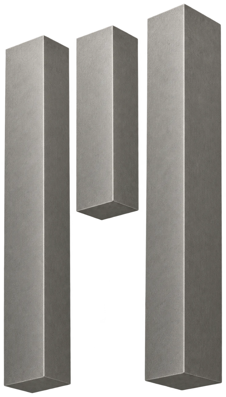 The same three bars carved in fine grey stone